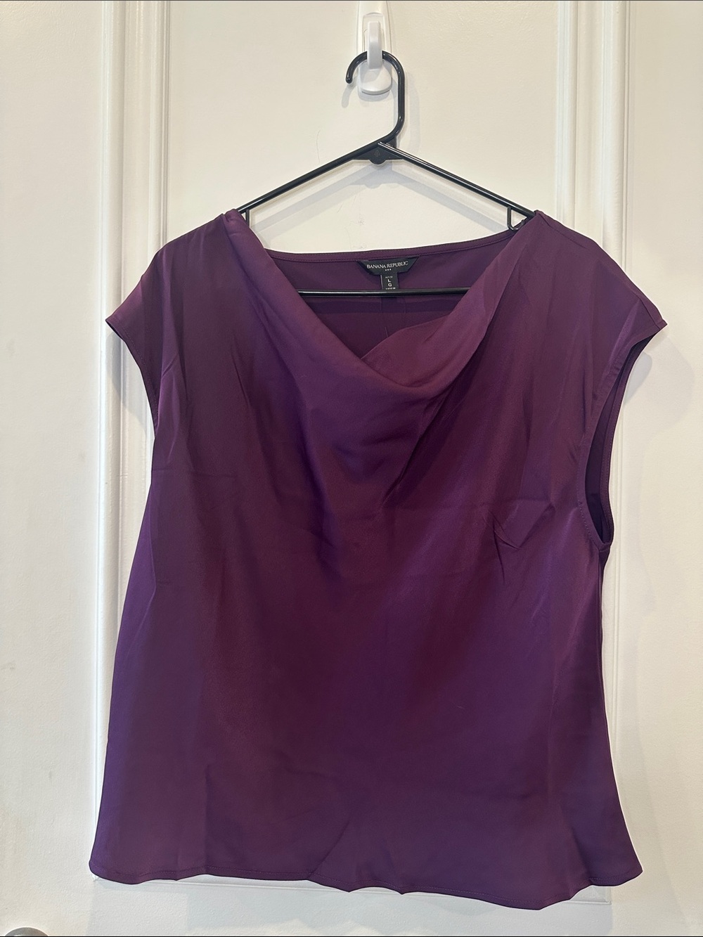 Banana Republic Plum Cowl Neck Cap Sleeve Blouse